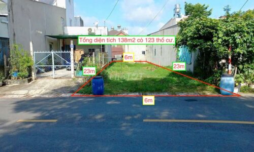 Cần tiền bán nhanh đất đẹp Thị Trấn Củ Chi. Diện tích 6×23 thổ cư.